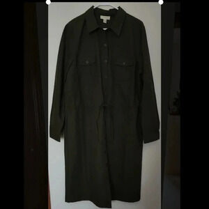 Appleseed Women's Long Sleeve Army Green Draw String Waist Sz 18